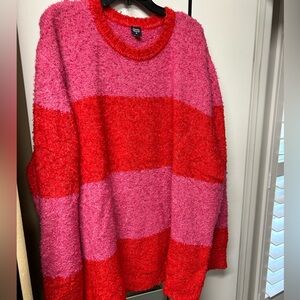 Red & Pink Striped Tunic sweater